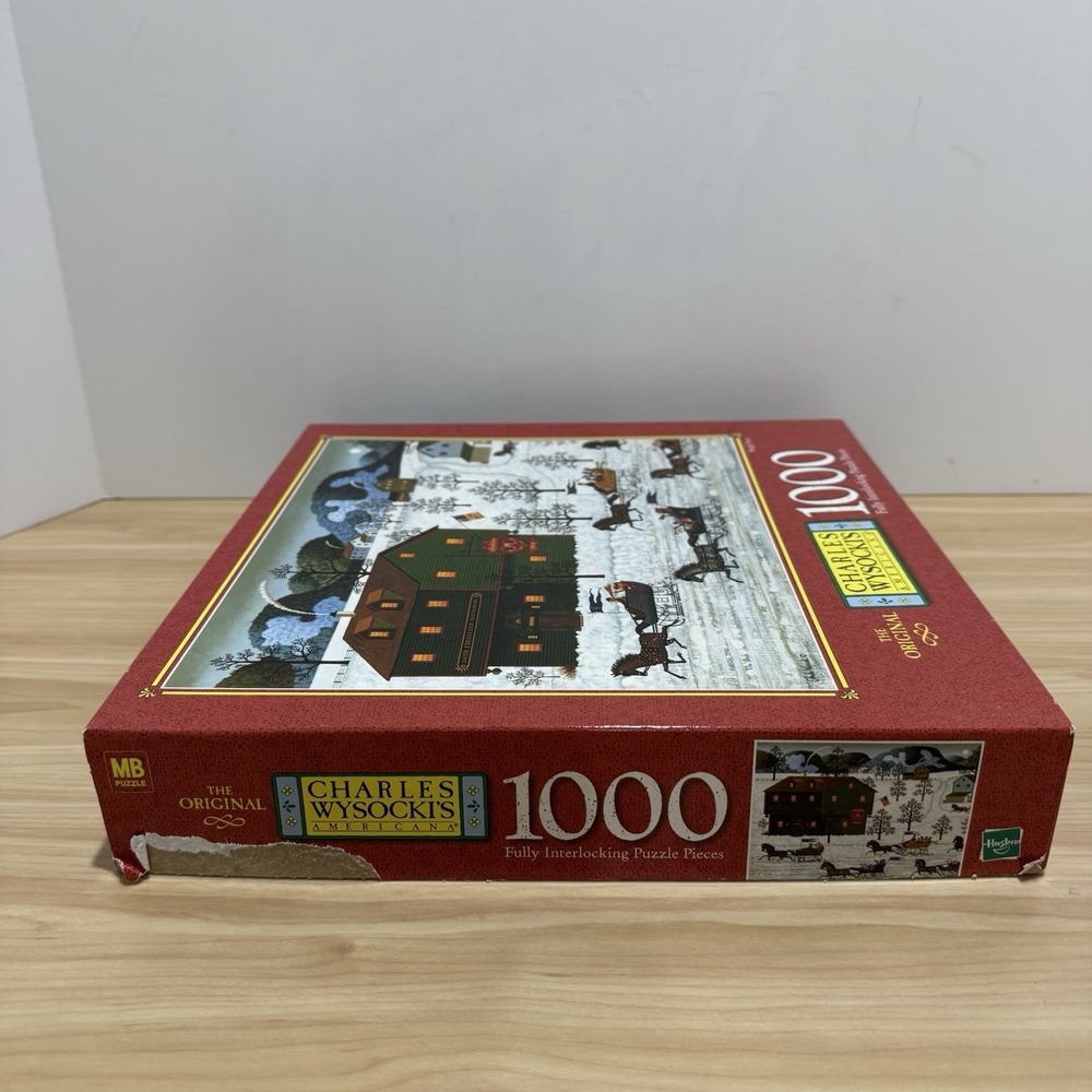 VTG Charles Wysocki 1000 Piece Puzzle SLEIGH RACE Americana Hasbro MB Complete - Picture 10 of 13